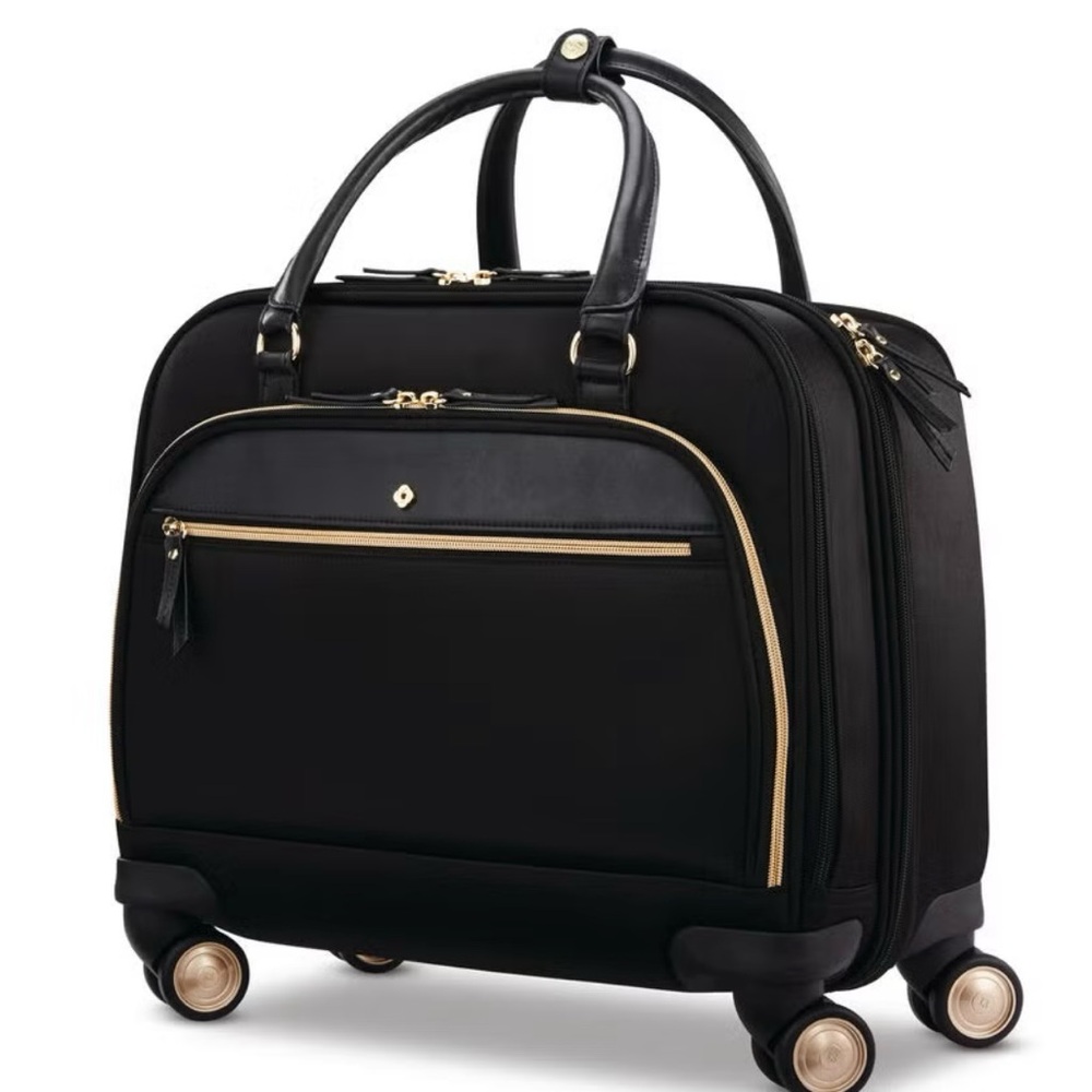 Samsonite Black and Gold Travel Spinner Tote